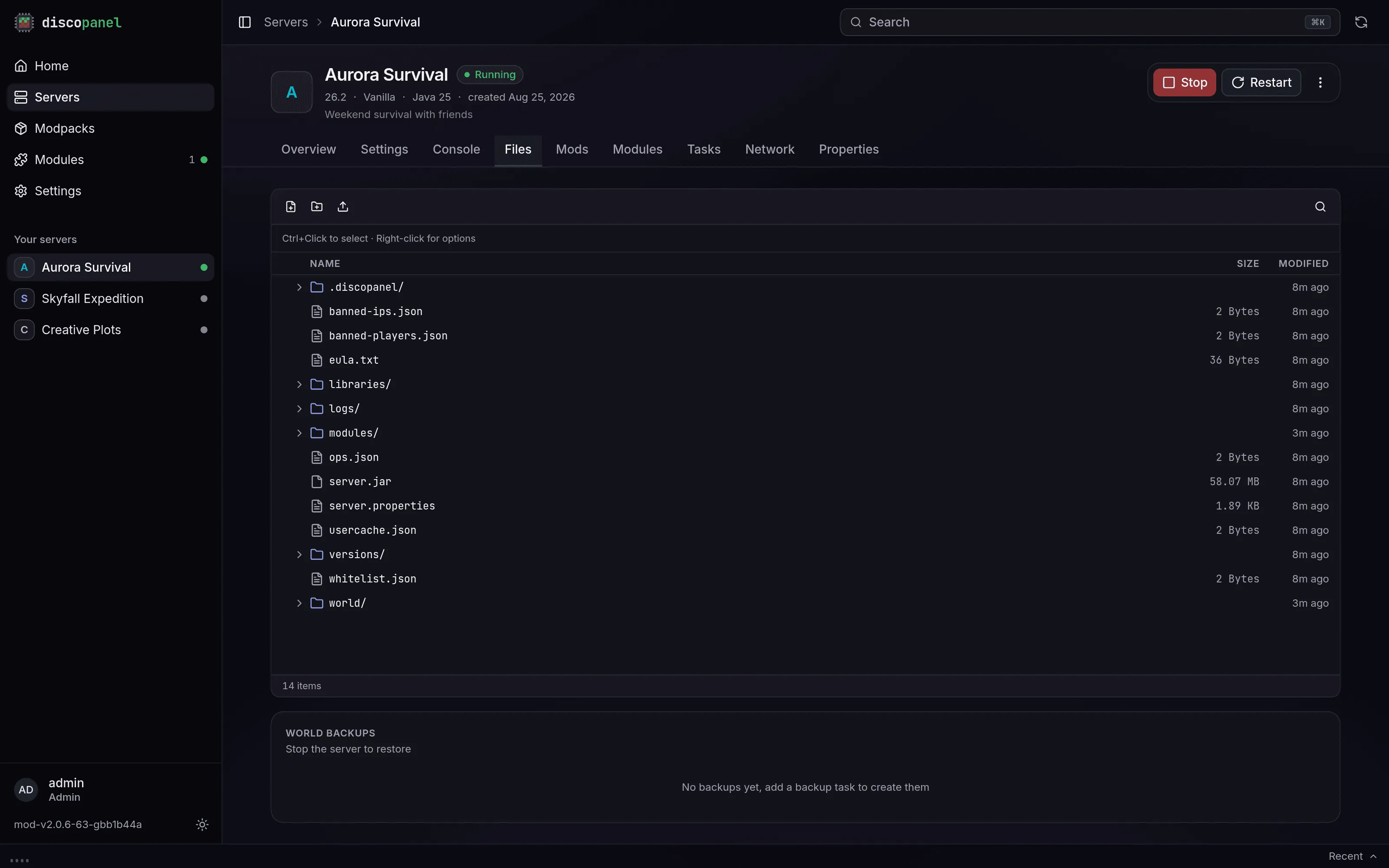 The Files tab