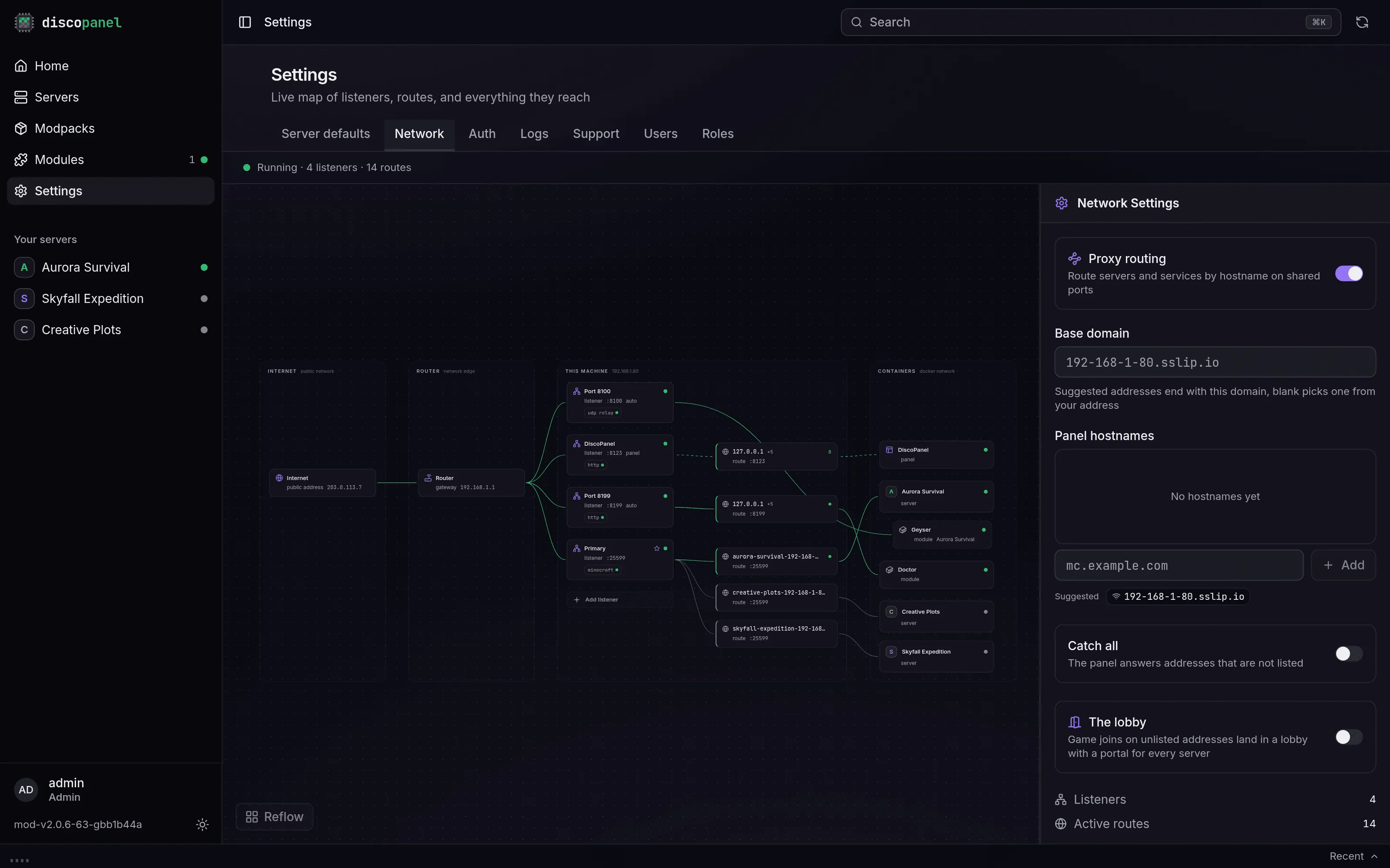 The Network page